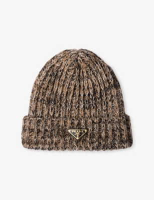 Prada Womens Brown Argyle Wool-knitted Beanie In Brown