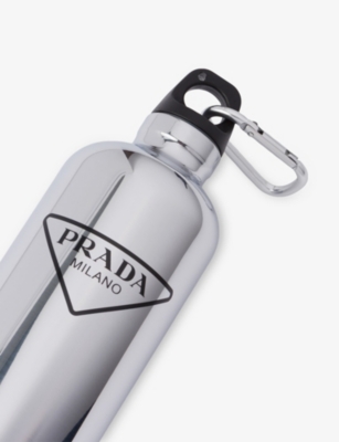 Prada Stainless Steel Insulated Water Bottle, 500 ml In Silver