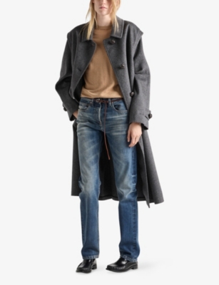 Prada Superfine Cashmere Short-sleeve Sweater In Brown