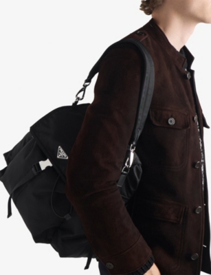 Prada Mens Black Re Nylon Explore Woven Backpack In Black