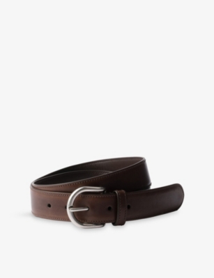 Prada Mens Brown Antiqued Leather Belt In Brown