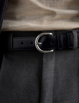 Prada Mens Black Engraved Leather Belt In Black