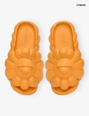 Ohana Hatake Womens Apricot Full Bloom Foam Slides Eur 44 / 10 Uk In Orange