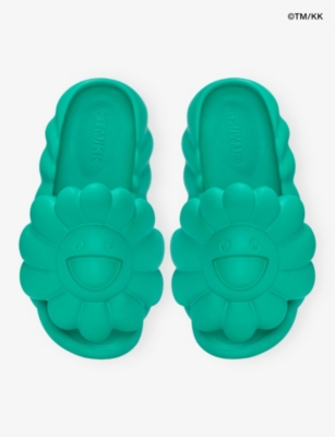 Ohana Hatake Womens Aqua Green Full Bloom Foam Slides Eur 42 / 8 Uk In Green