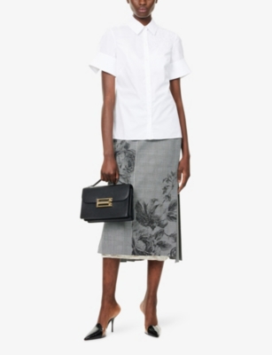 ERDEM: Embroidered Short-Sleeves Cotton-Poplin Shirt