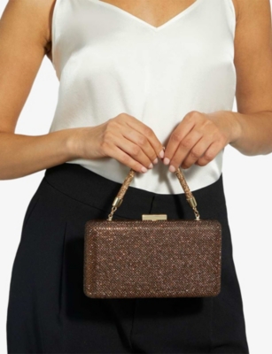 Dune Womens Bronze Metallic Fabric Beaut Metallic Woven Clutch Bag
