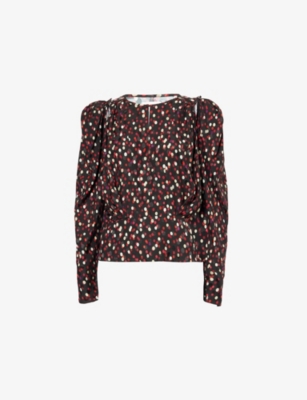 Isabel Marant Womens Zarga Silk-blend Top Black Red In Multi