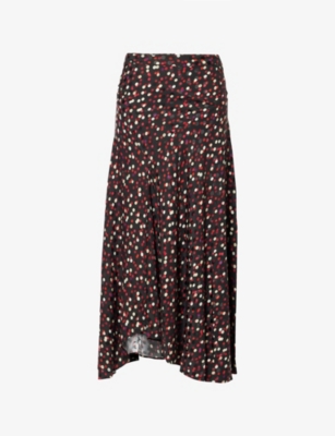 Isabel Marant Womens Black Red Sakura Polka-dot Silk-blend Midi Skirt In Black