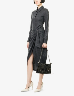 Isabel Marant Womens Anthracite Rosalie Stripe Wool-blend Midi Dress In Gray