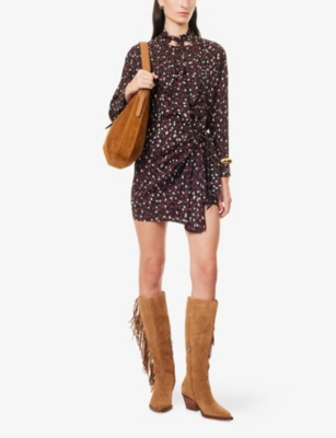 Isabel Marant Womens Black Red Ora Polka-dot Silk-blend Mini Dress In Multi