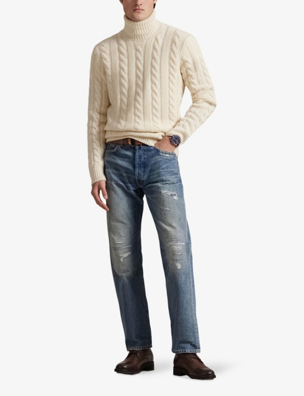 Roll-Neck Cable-Knit Wool And Cashmere Jumper