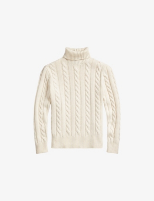 POLO RALPH LAUREN: Roll-Neck Cable-Knit Wool And Cashmere Jumper