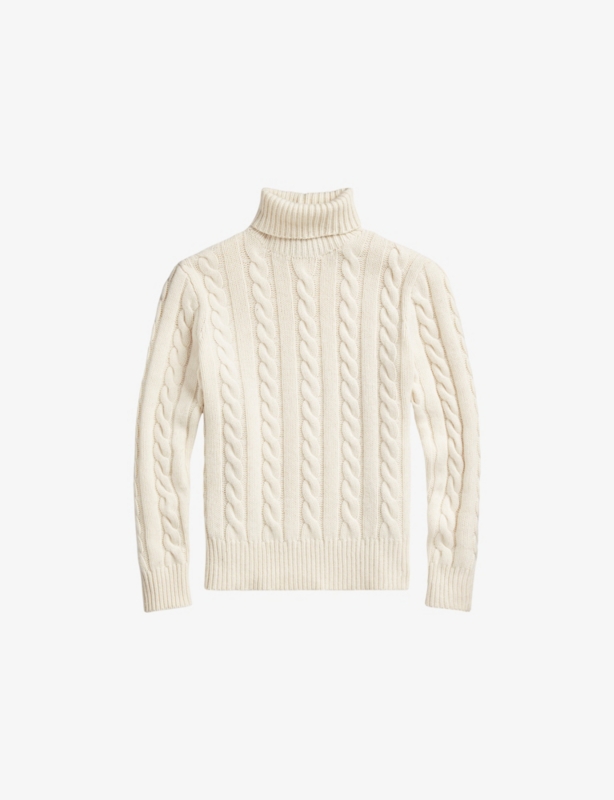 Roll-Neck Cable-Knit Wool And Cashmere Jumper