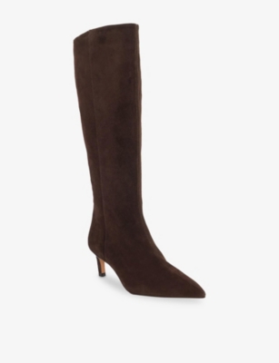 Dune Womens Smoothly Suede Knee-high Boots Brown Suede Eur 40 / 7 Uk In Brown