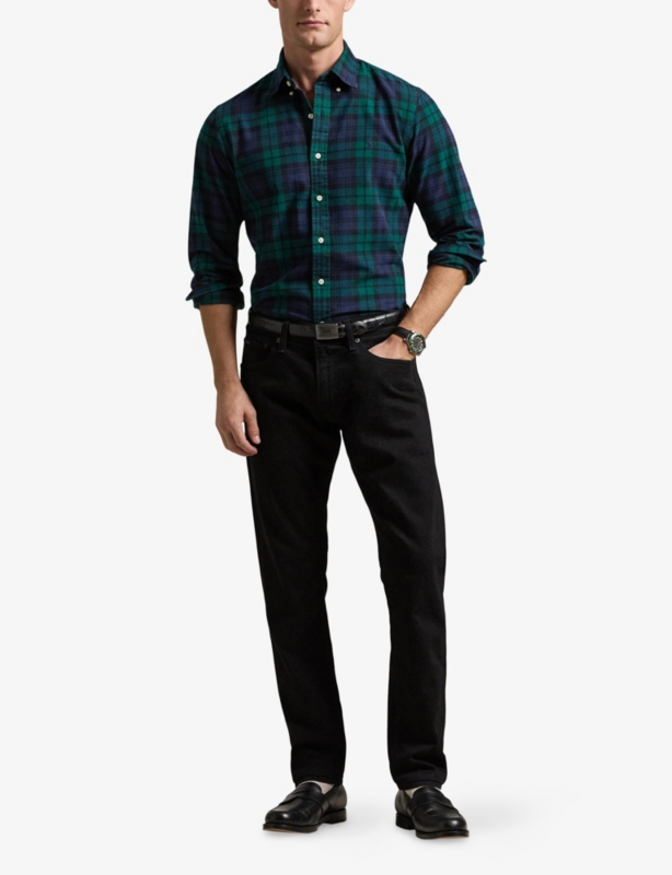 Checked Logo-Embroidered Cotton Shirt