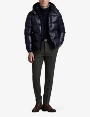 Polo Ralph Lauren Mens Glossy Logo-embroidered Shell Jacket Collection Navy Glossy In Blue