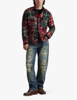 Polo Ralph Lauren Mens 6997 Northwest Patchwork Patchwork Regular-fit Cotton Overshirt Xl In Multi