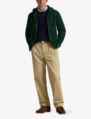 POLO RALPH LAUREN: Zipped Logo-Embroidered Cotton-Blend Hoody