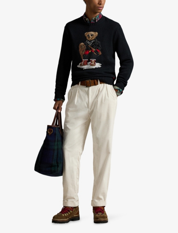 Crewneck Bear-Intarsia Cotton And Cashmere-Blend Jumper