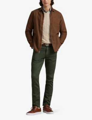 Polo Ralph Lauren Mens Chocolate Mousse Zipped Logo-embroidered Cotton Overshirt In Multi