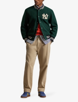 POLO RALPH LAUREN: Ribbed Logo-Embroidered Wool-Blend Bomber Jacket