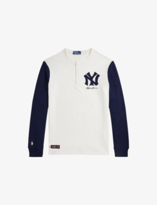 POLO RALPH LAUREN: Yankees Logo-Embroidered Cotton Rugby T-Shirt