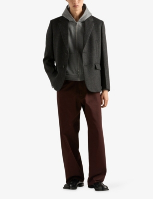 PRADA: Logo-Embellished Cotton, Wool And Cashmere Hoody