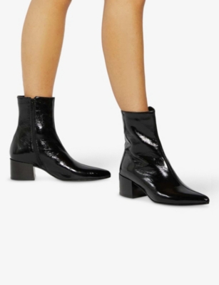 DUNE: Pami Patent-Leather Heeled Ankle Boots