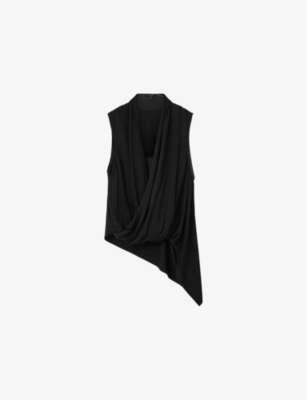 Allsaints: Adaline Wrap-Neck Stretch-Woven Top