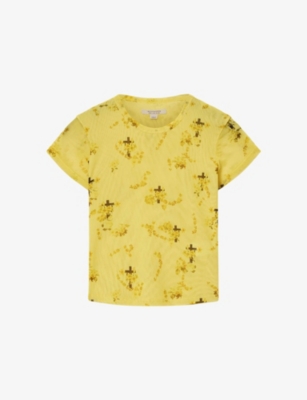 Allsaints: Ellie Floral-Print Mesh T-Shirt