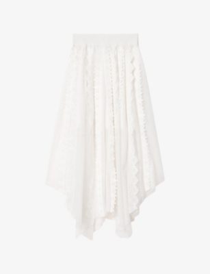Allsaints: Vashtie Lace-Panel Tulle Maxi Skirt