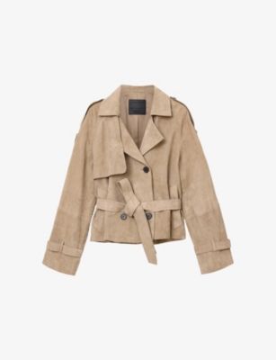 Allsaints: Reed Belted-Waist Suede Jacket