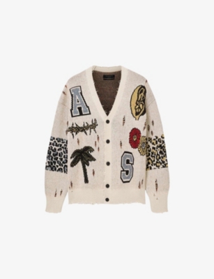 Allsaints: Foxx Brand-Print Cotton and Wool-Blend Cardigan
