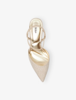 Dune Womens Gold-synthetic Classical Metallic Woven Slingback Courts In Gold