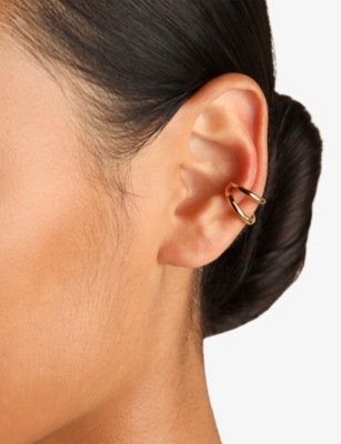Astrid & Miyu Womens 18ctgoldplatedsilver Molten Illusion 18ct Yellow-gold Plated Sterling-silver Ear Cuff In Gold