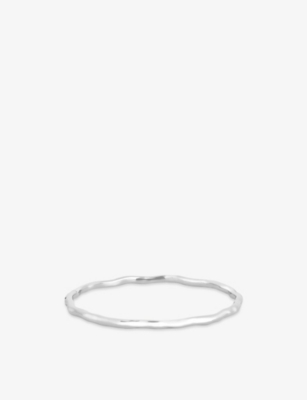 Astrid & Miyu Womens Rhodiumplatedsilver Pearl Molten Rhodium Plated Sterling-silver Bangl In Gold