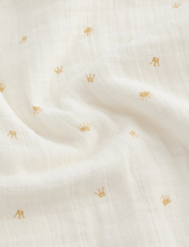 Crown-Print Muslin Swaddle Blanket