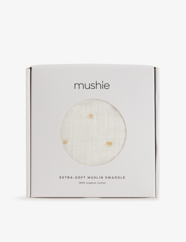 Crown-Print Muslin Swaddle Blanket