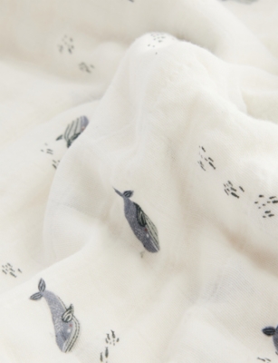 MUSHIE + FRIGG: Whales Cotton Muslin Swaddle