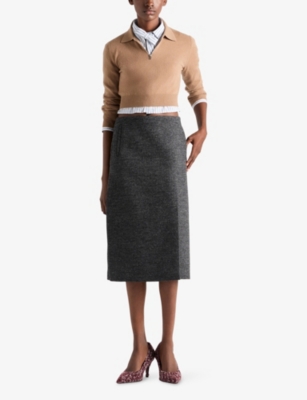 Prada Womens Brown Short-sleeve Cashmere Polo Jumper In Brown