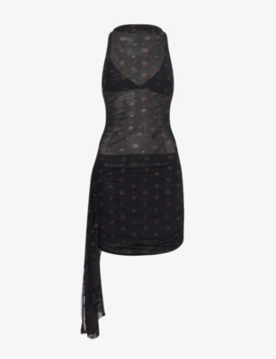 Bec & Bridge Womens Black Chocolate Karla Polka-dot Stretch-mesh Mini Dress In Black