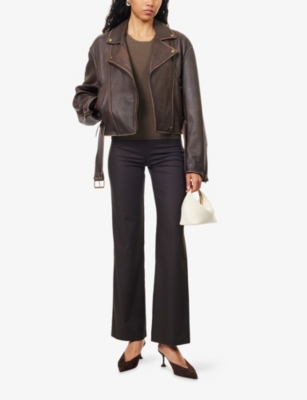 Bec & Bridge Womens Choc Pinstripe Ingrid Wide-leg Woven Trousers In Brown