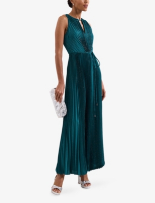 Phase Eight Womens Green Simara Ombre Pleated Woven Maxi Dress In Green