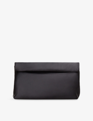 Phase Eight Womens Black Rollover Satin Clutch Bag