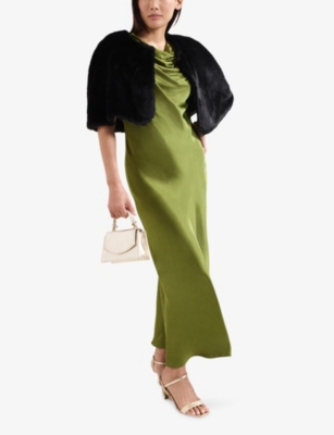 Phase Eight Womens Green Hallie Cowl-neck Satin Midi Dress In Green