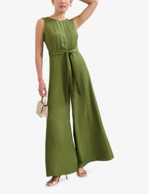 Phase Eight Womens Green Petite Janine Woven Jumpsuit In Green