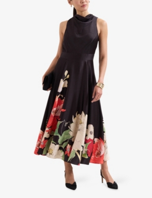 Phase Eight Womens Multi Cheryl Printed Woven Midi Dress In Black