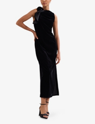 Phase Eight Womens Black Melony Velvet Midi Dress In Black