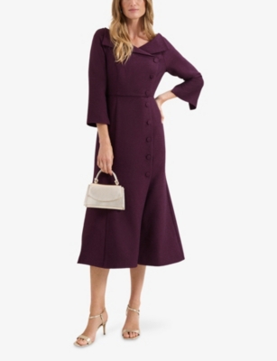 Phase Eight Womens Burgundy Sienna Tux Woven Midi Dress In Red