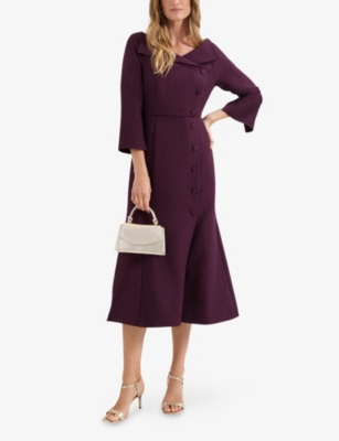 Phase Eight Womens Burgundy Petite Sienna Tux Woven Midi Dress In Red